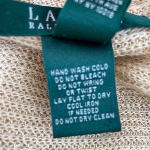 Lauren Ralph Lauren Buttery Tan Beige Ruffled Hi Lo Knit Cardigan One Size - Picture 10 of 12